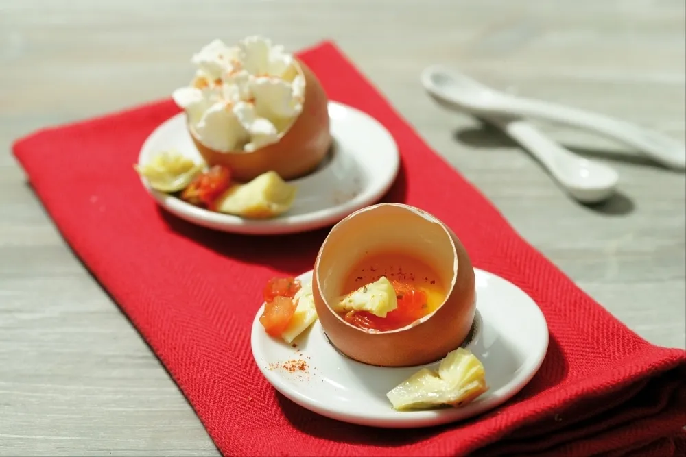 Image recette Oeuf cocotte aux légumes confits, émulsion mozzarella