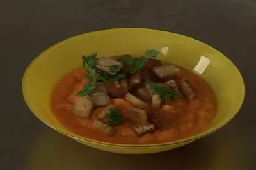 Purée de potiron et croûtons aillés