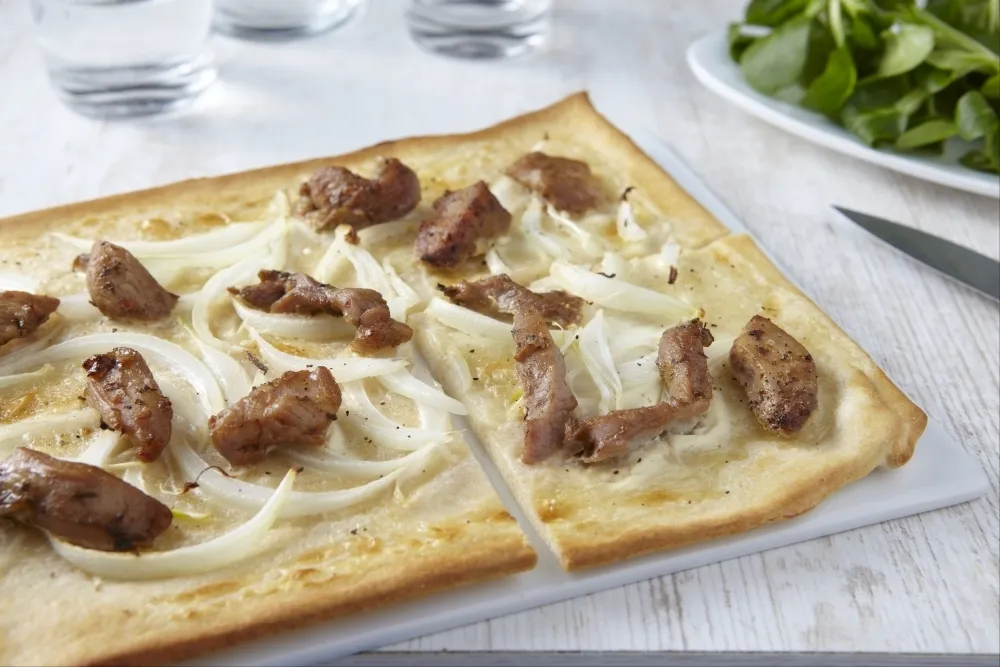 Flammekueche à la dinde marinée forestière